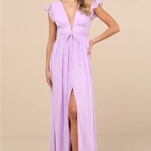 Lulu's Light Purple Maxi Dress- I'm All Yours Lavender Ruffled Maxi Dress